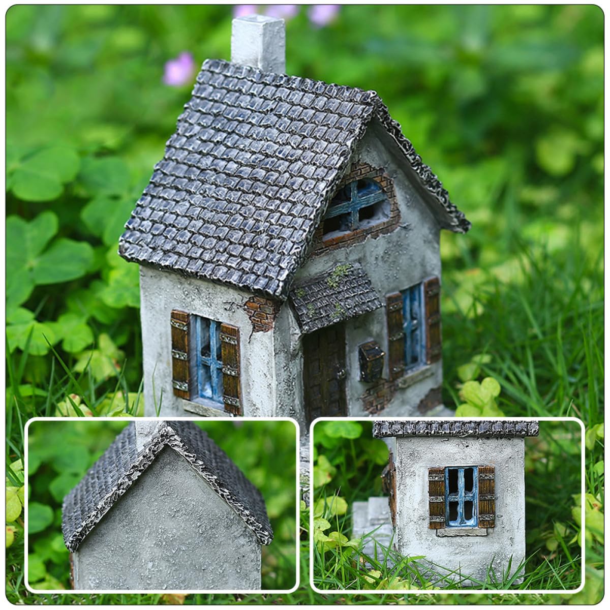 Yardenfun Casetta da Giardino in Resina Decorativa a Forma di Casa, Ornamento Unico e Realistico per Balcone e Giardino, per Decorazioni Esterne
