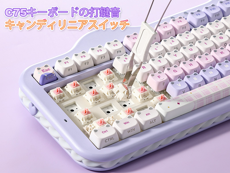 Amazon | YUNZII C75 ワイヤレスメカニカルキーボード 75%レイアウト