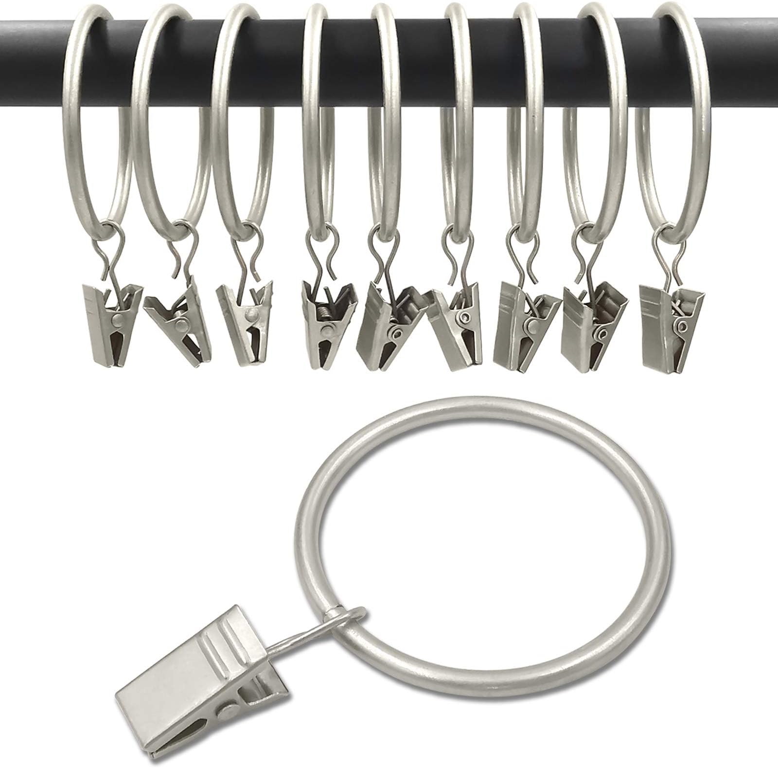 Amazon.com: Tojwi 24-pieces Metal Drapery Curtain Rings with Clips ...