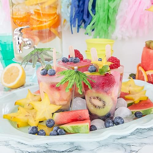 Vista 4 de Coolrunner - 50 sombrillas de cóctel para bebidas, palillos de dientes con palmera de coco, decoraciones de paraguas tropical para bebidas, cóctel