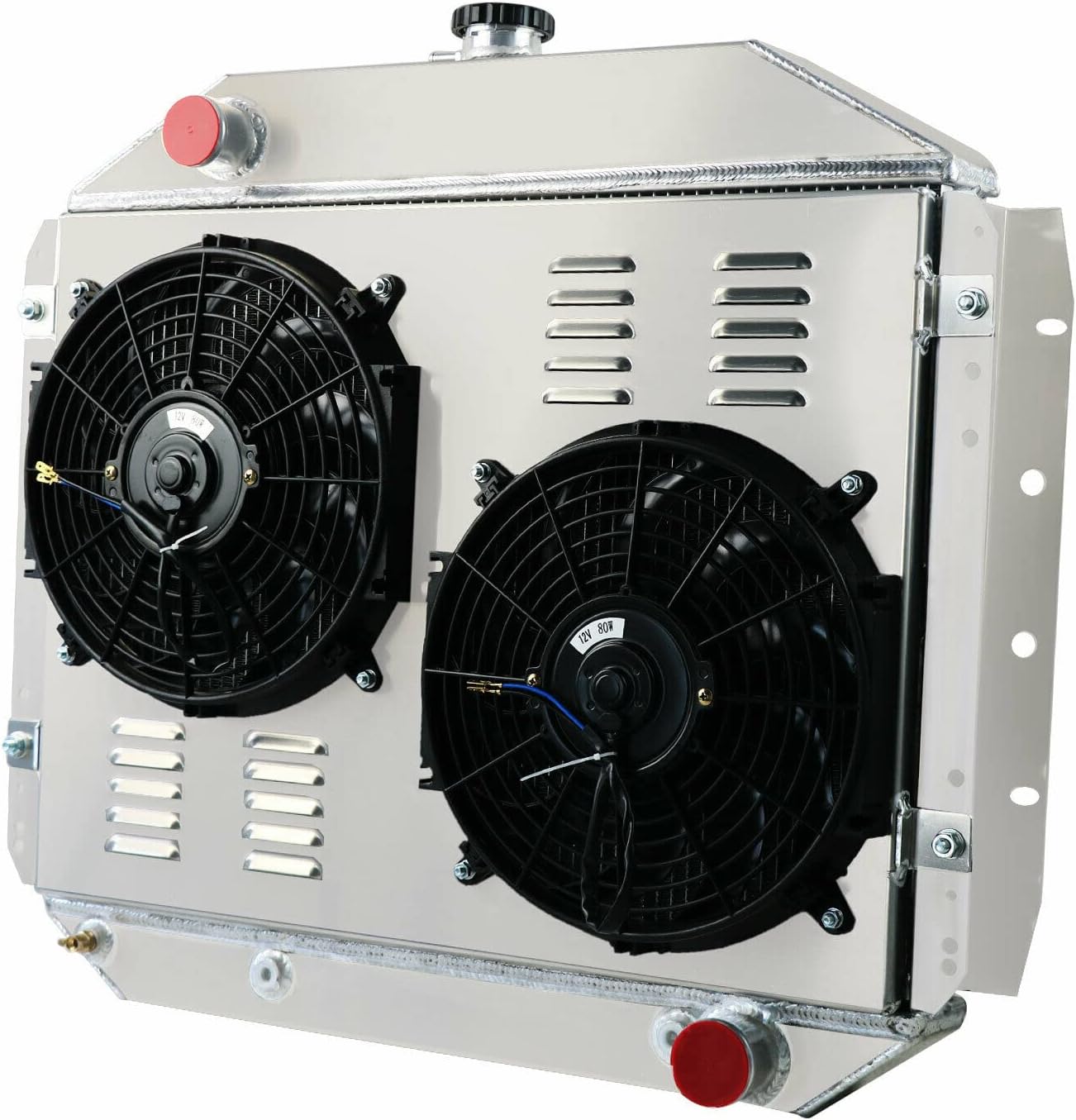 4 Row Radiator+Shroud Fan Compatible For 1966-1979 Ford F-100 F-150 F-250 F-350 AT MT 67 68 69 70 71 72 73 74 75 76 77 78