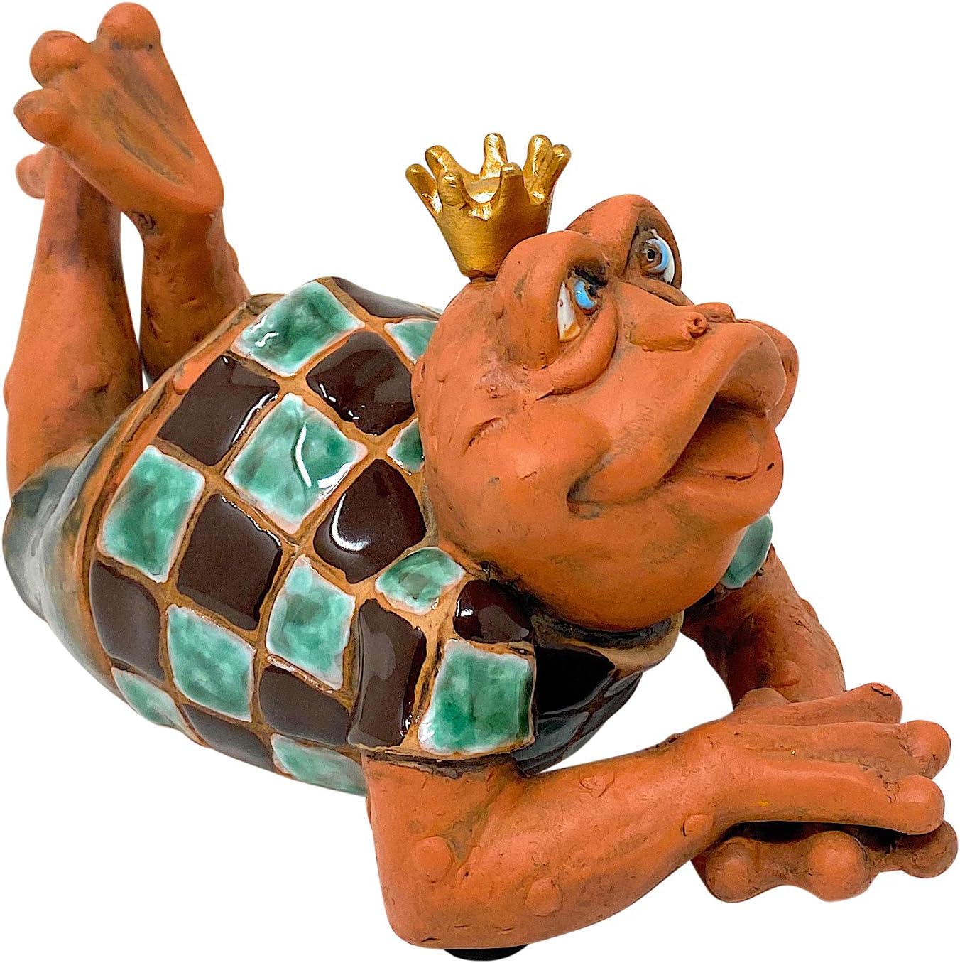 Frog Toad Figurine Collectible Garden Decor Statue Indoor Outdoor Yard Ornament Large Sculpture 10 (Brown & Green)