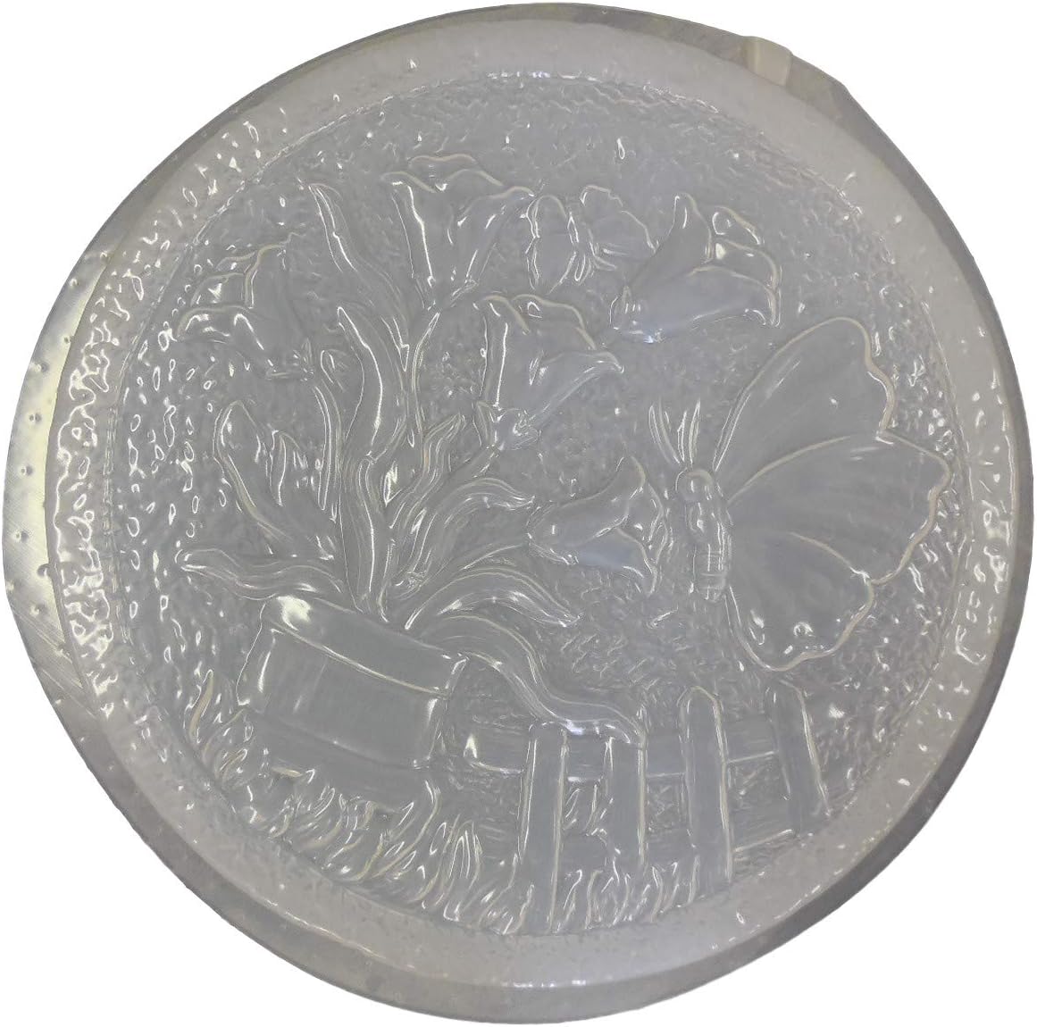 Butterfly and Flowers Round Plastic Craft Mold use Concrete or Cement to Make into Stepping Stones 1286