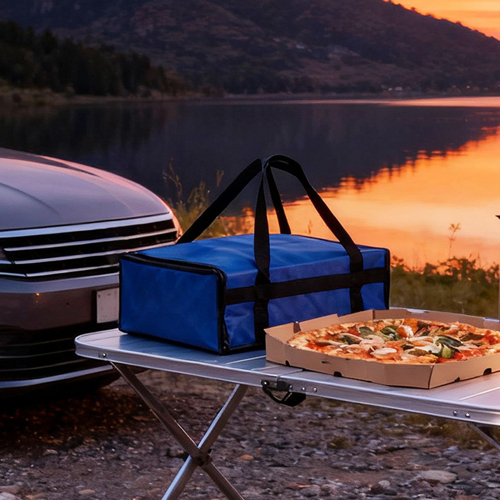 Pizza Lieferbeutel Isolierte Transporttasche Lebensmitteltasche Hitze Und Kältebeständig Aus Vliesstoff für Foodtruck Schule Restaurant Heimgebrauch, 50x50x35.5 Cm