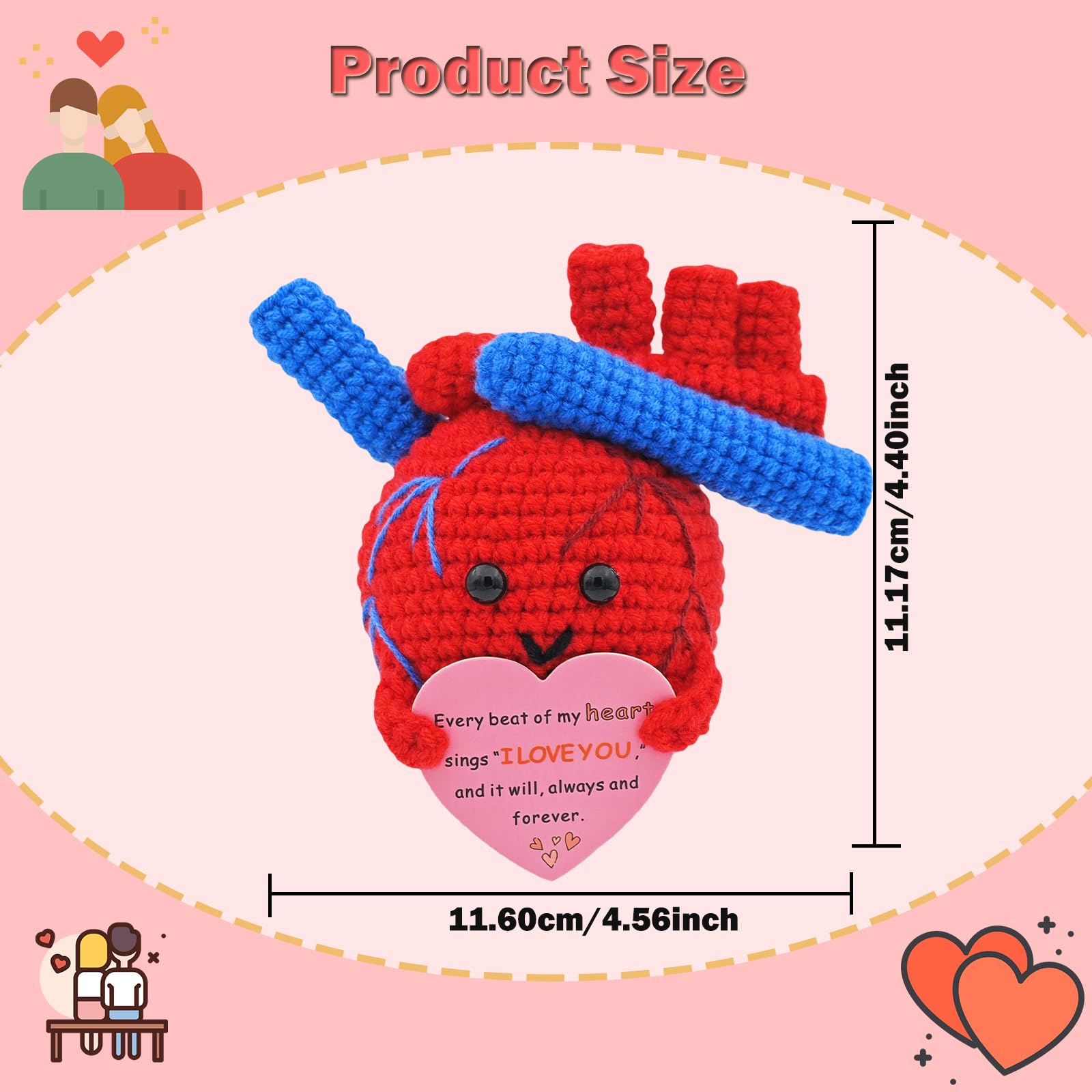 Valentines Day Gifts for Him Her Positive Heart Crochet Desk Decor for Women Girls I Love You for Wife Couple Birthday