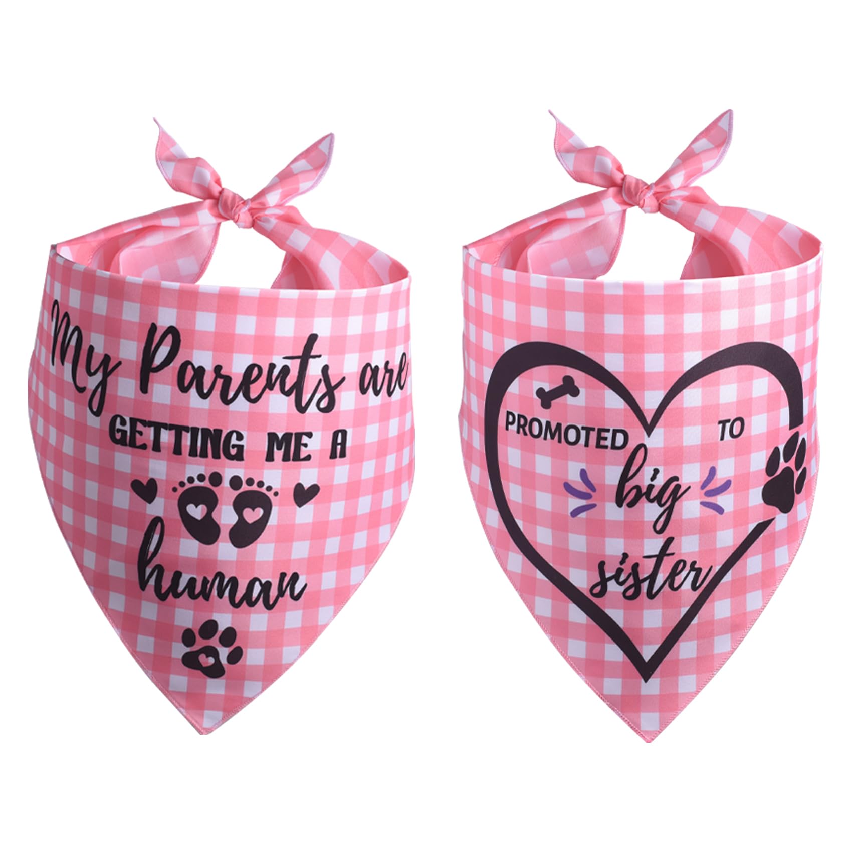 Tawdull Bandana para hermana mayor para perro promocionado a hermana mayor, bandana para perro, My Parents are Getting Me a Human Baby Announcement Dog Bandana, paquete de 2 pañuelos triangulares para