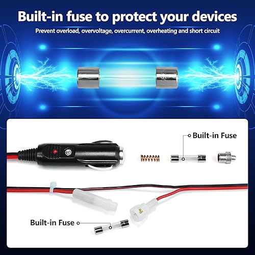 Miniatura 4 de Cable de alimentación de radio Cb de 2 cables, 15 A, 3 pines, cable de alimentación CB con enchufe de encendedor de cigarrillos de 12 V para radio