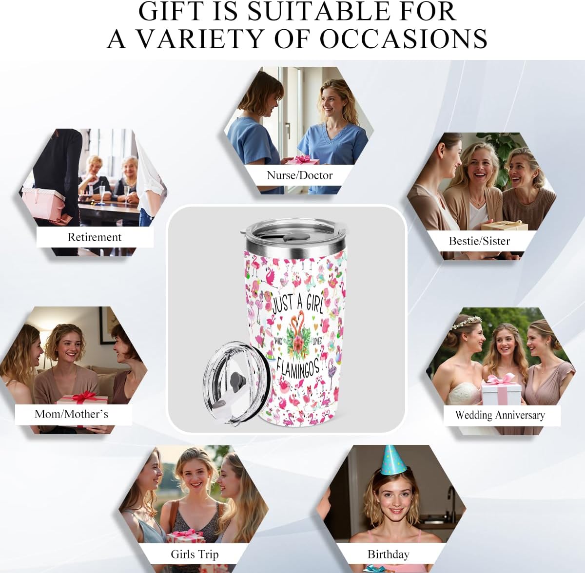 Flamingo Gifts Flamingo Stuff Tumbler Animal Lovers Gifts Christmas Birthday Send for Women Friend Girl Flamingos Coffee Mug Stainless Steel Vacuum Insulated Double Wall Travel Cup with Lid 20oz - Image 5