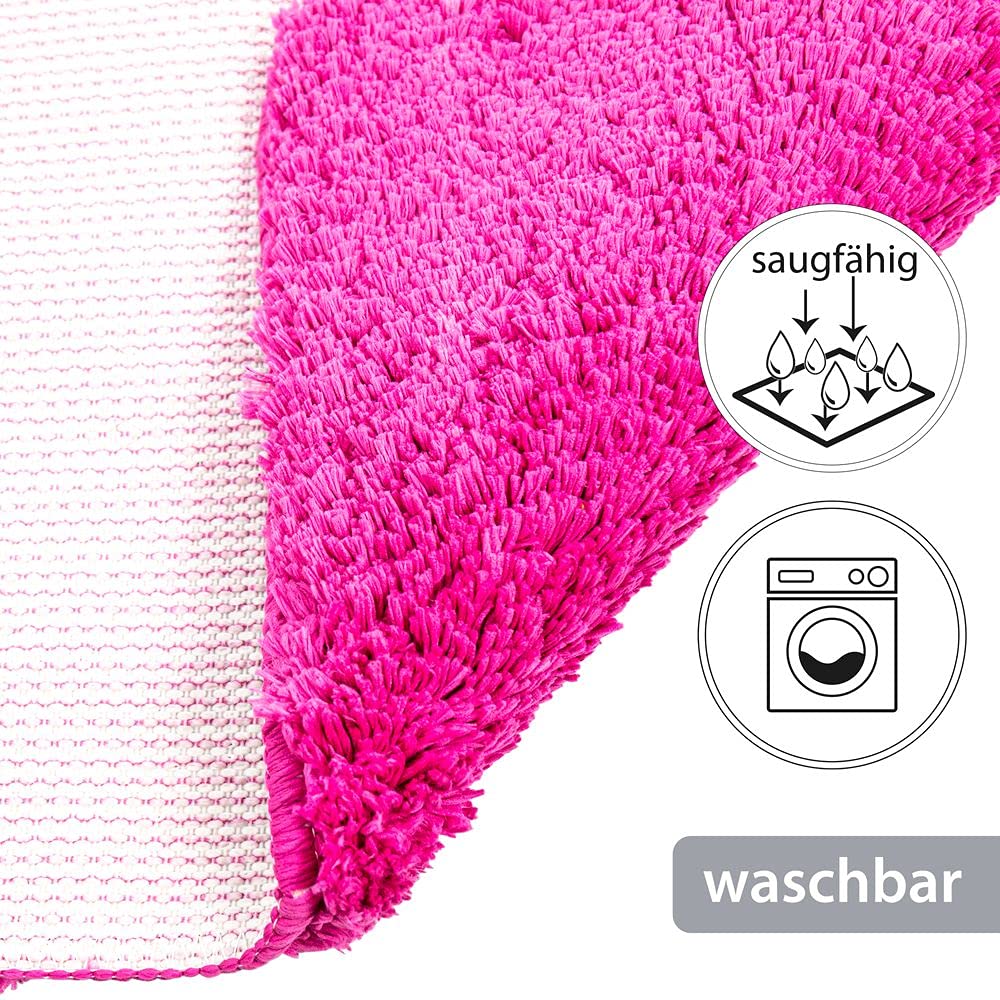 PANA Tapis de Bain Moelleux Antidérapant Lavable 50x80 cm Rose