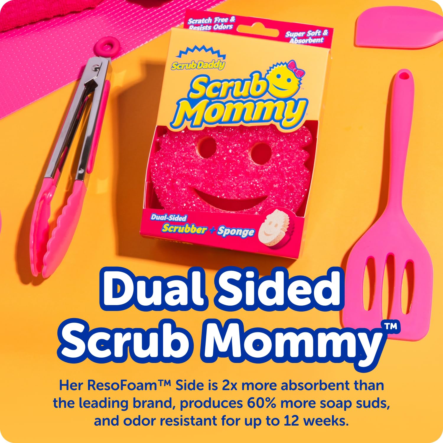 Scrub Daddy Scrub Mommy Sponges - Dish Scrubber + Non-Scratch Cleaning Sponges Kitchen, Bathroom + Multi-Surface Safe - Dual-Sided Dish Sponges for Scrubbing - Online Exclusive (3 Count)