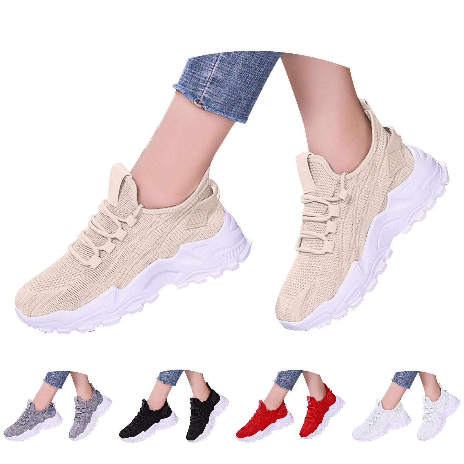 Sneakers Donna Estive Eleganti Ortopediche Scarpe da Ginnastica Traspiranti Leggere Arco Pianta Larga Sportive Sneaker Moda Antiscivolo Scarpes da Corsa Memory Foam Scarpe Jogging Trekking Fitness
