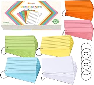 Agoer Flash Cards - 500PCS Revision Cards, 125 x 75mm Index Cards, Colour Record Cards for Student Essentials Learning Office Notecards Taking to do List Memo
