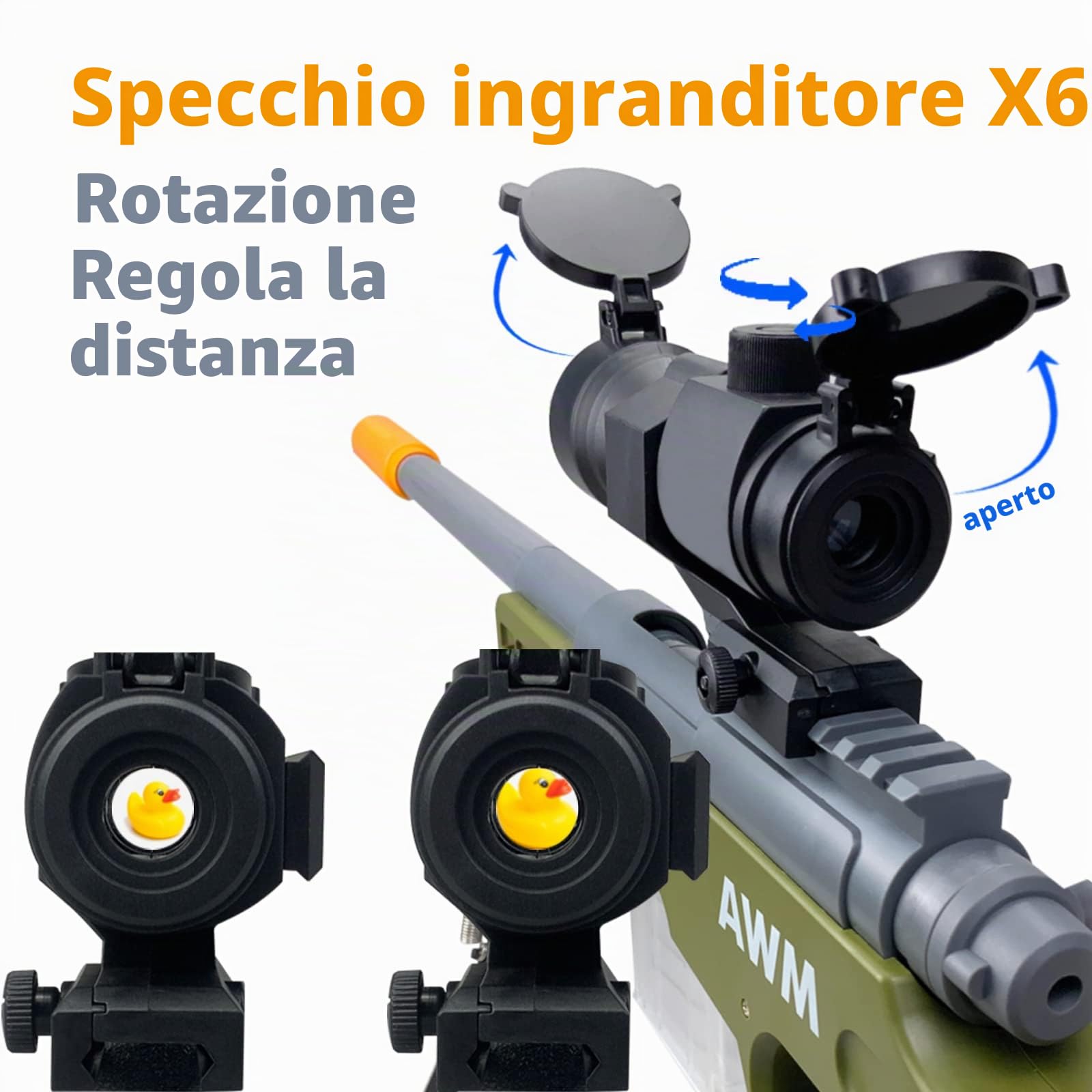 AGM MASTECH AWM Pistola blaster a lancio di proiettili, 40 dardi ufficiali, clip a 4 dardi, 2 caricatori, set di giochi blaster per ragazzi, bambini e adulti (bianco)