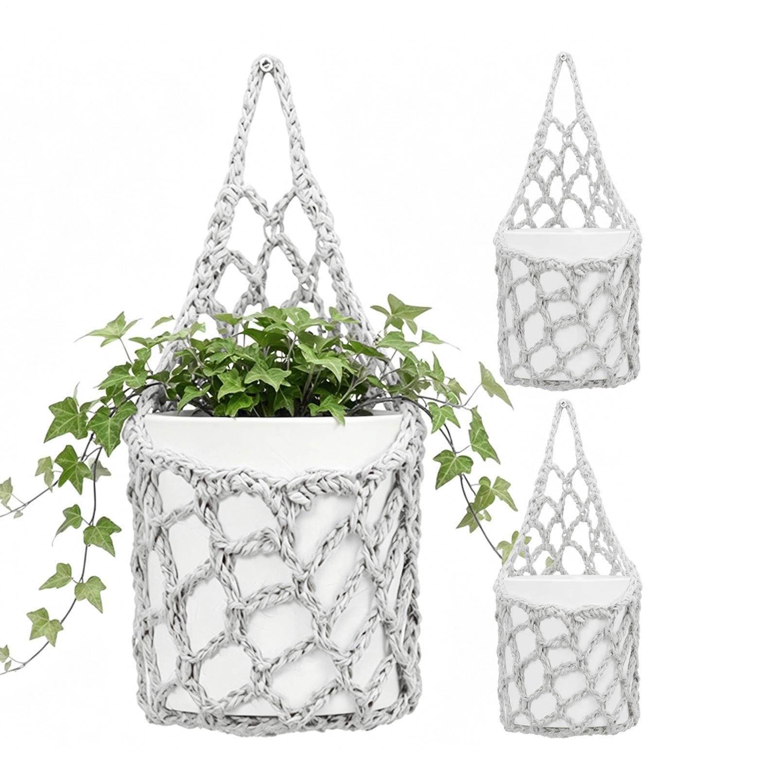 Pots de fleurs en corde de coton tressée main pour une déco bohème chic