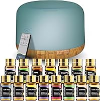 Vista 1 de SACATR 500ml Essential Oil Diffuser with 15 Essential Oils, Ultrasonic Cool Mist Humidifier, Remote Control, 4 Timers, 15 Color Lights, Auto Shut-Off