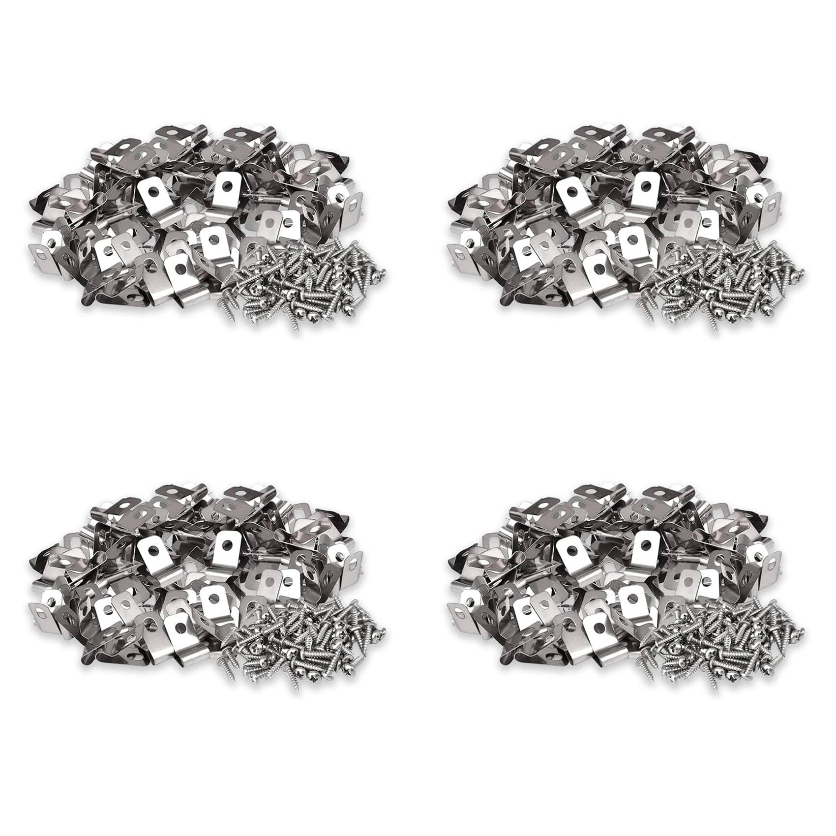 Fence Wire Fence Clips Agricultural Fencing Mounting Clips, Stainless Steel Wire Clamps with Screws (400Pcs)