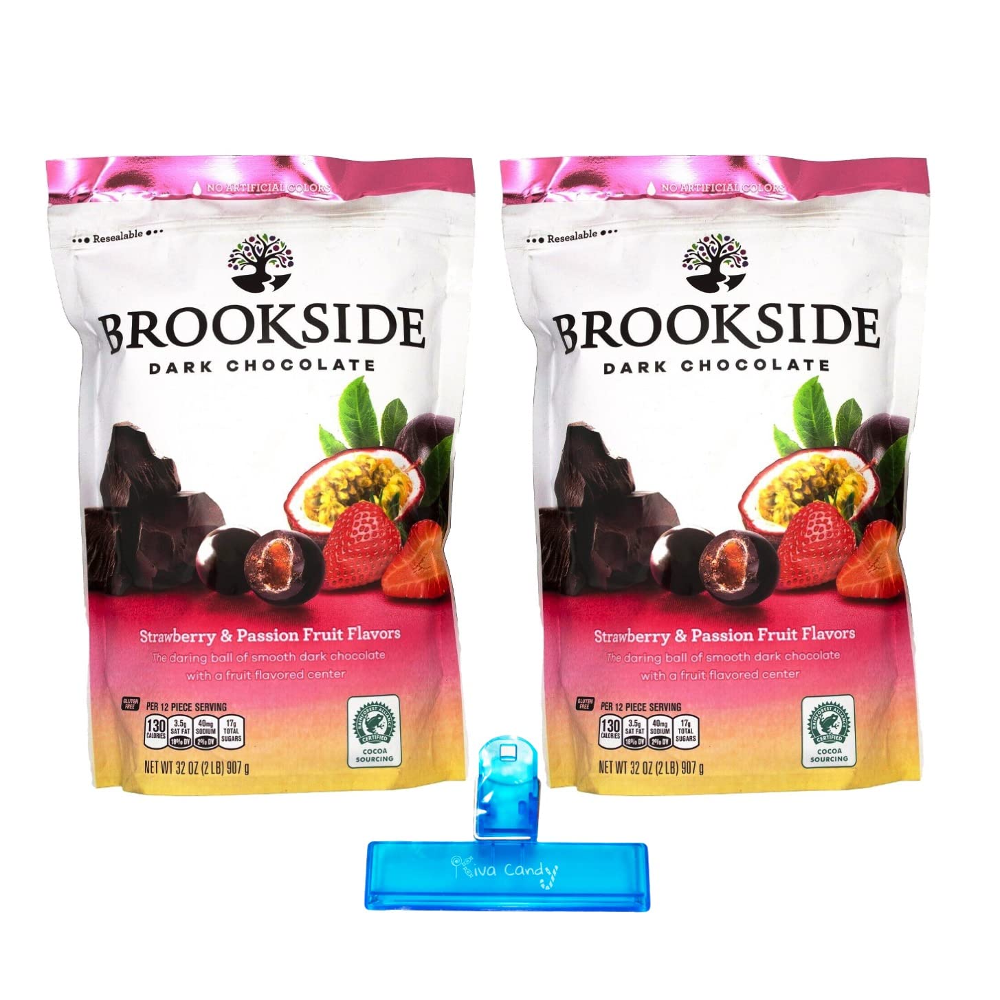 Brookside Dark Chocolate Strawberry and Passion Fruit Flavors Candy - Brookside Dark Chocolate Cover