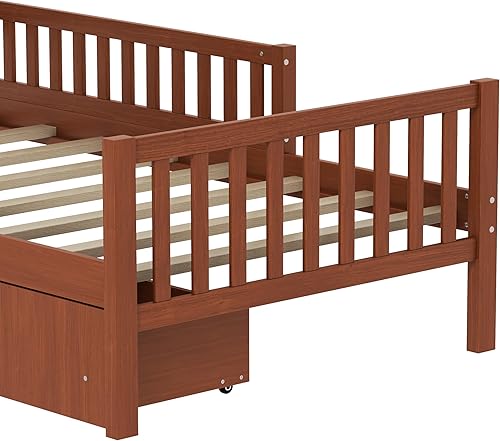 Miniatura 53 de Moderna plataforma de tamaño matrimonial con cabecera de almacenamiento y barandilla de seguridad para niños, plataforma de madera funcional con luz