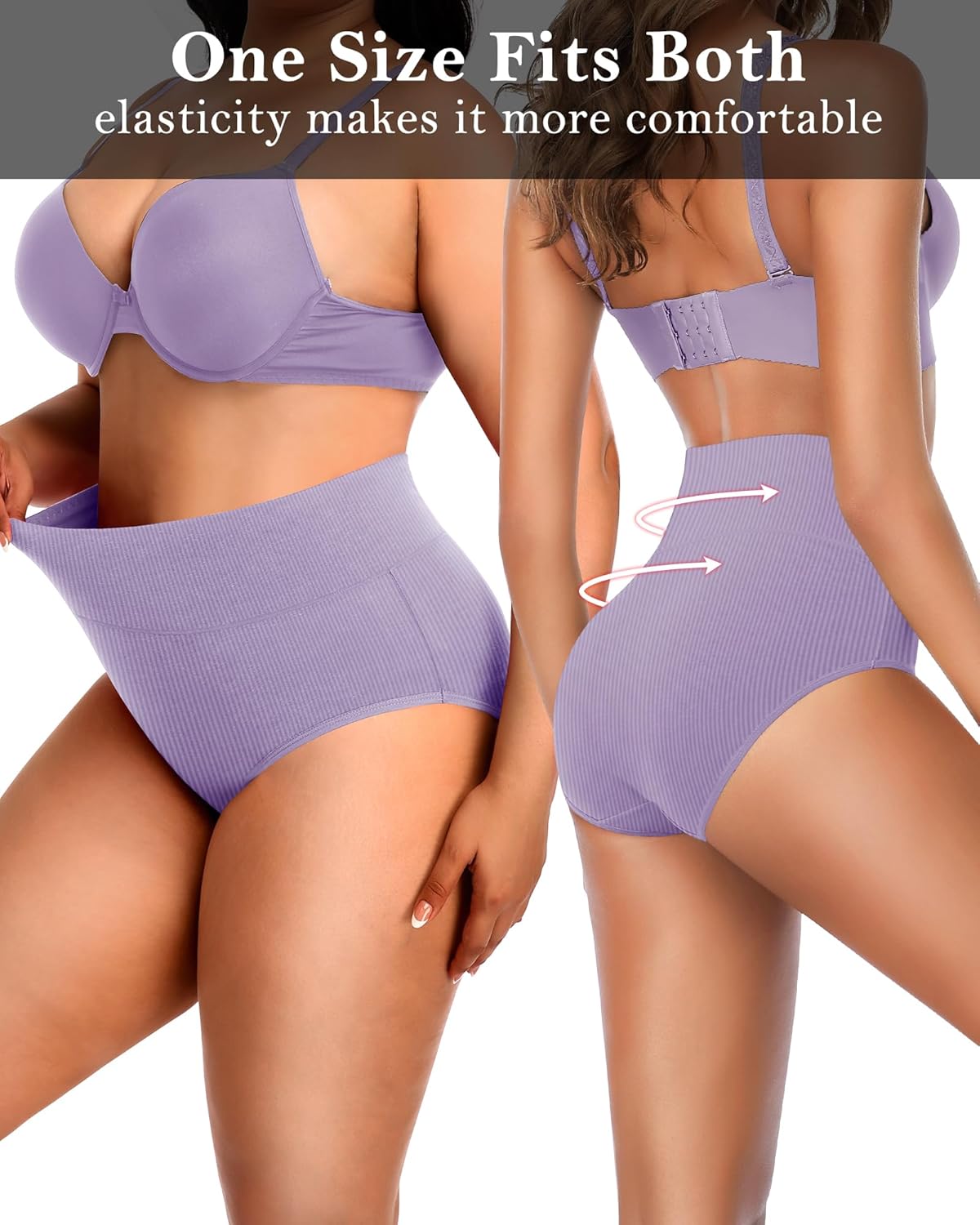 J-pone Womens Underwear Cotton High Waisted Strech Soft Full Coverage Briefs Ladies Postpartum Panties 5 Pack - Image 2