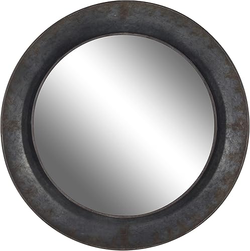 Deco 79 Espejo de pared redondo de metal, 35 x 4 x 35 pulgadas, gris