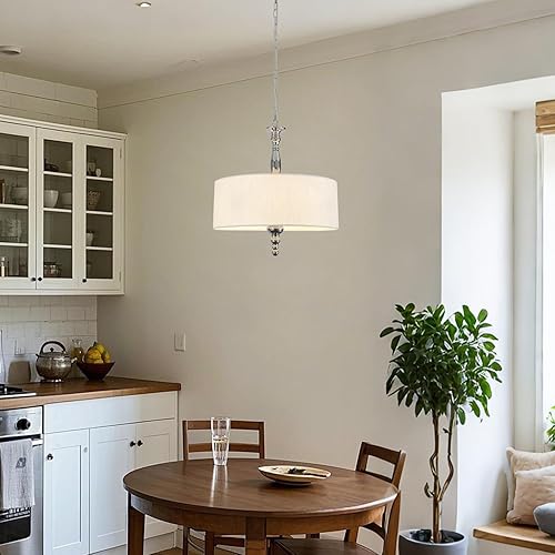 Miniatura 3 de Candelabro de metal y madera con 4 luces, estilo rústico con cristales transparentes, lámpara de techo de madera vintage para cocina, comedor,