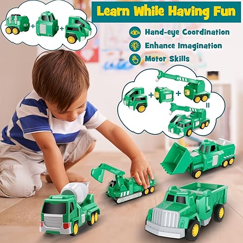 Miniatura 3 de Laradola - Robot transformador para niños de 3 a 8 años, juguete de construcción STEM, 5 en 1, regalo de cumpleaños y Navidad para niños y niñas