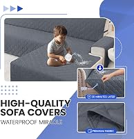 Ystyle 100% vízálló L alakú kanapévédő 4 személyes fordítható sarokkanapéhoz - L Form 4 Sitzer (L 280 CM), Darkgray 5