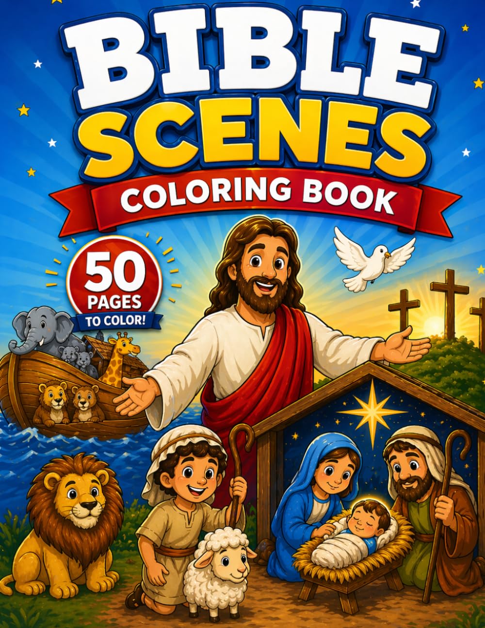 Bible Scenes Coloring Book for Kids: Noah's Ark, David and Goliath, Daniel and the Lions, and More Beloved Bible Scenes to Color