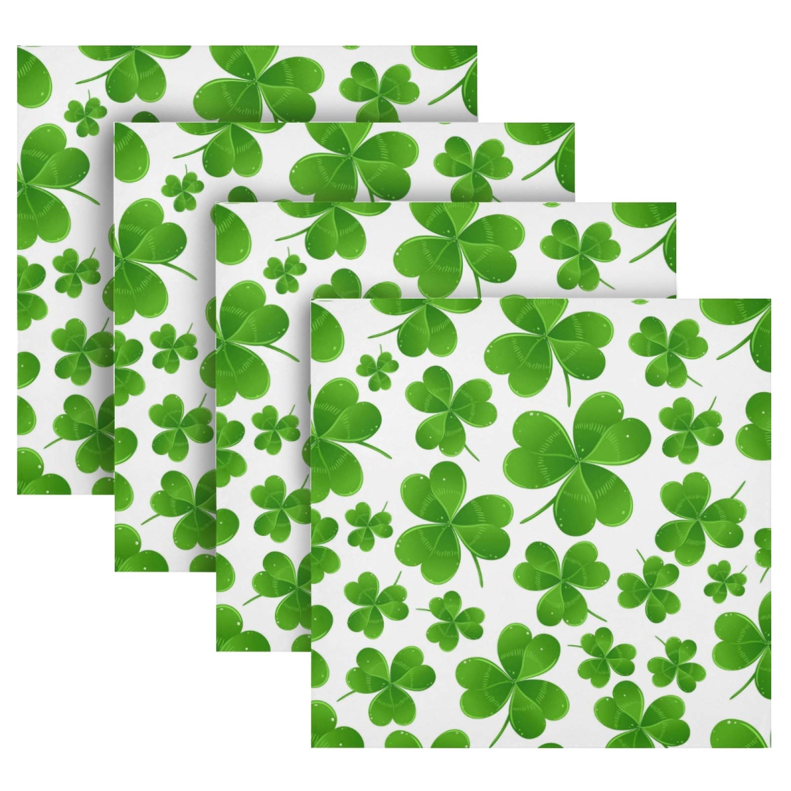 ALAZA St Patrick's Day Shamrocks Lucky Clover Leaves Cloth Napkins Dinner Napkins Set of 4,Reusable Table Napkins Washable Polyester Fabric for Cocktail Party Holiday Wedding Home Decorative