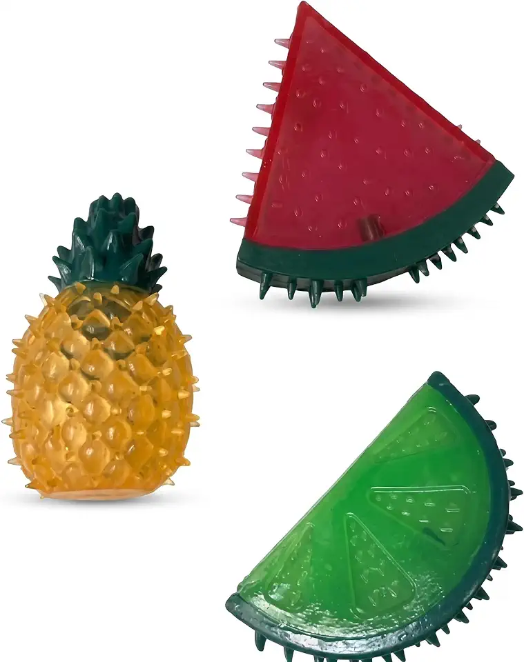 Brinquedo Mordedor Pet Fruta Gelada Refrescante para Cachorro Melancia Abacaxi Limão Alívio Dentição (Limão)
