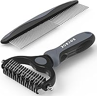 Vista 1 de Cepillo de Aseo para Mascotas y Peine de Metal Combo, Cepillo para Gatos Cepillo para Perros para Muda de Pelo, Rastrillo de Subpelo para Aseo