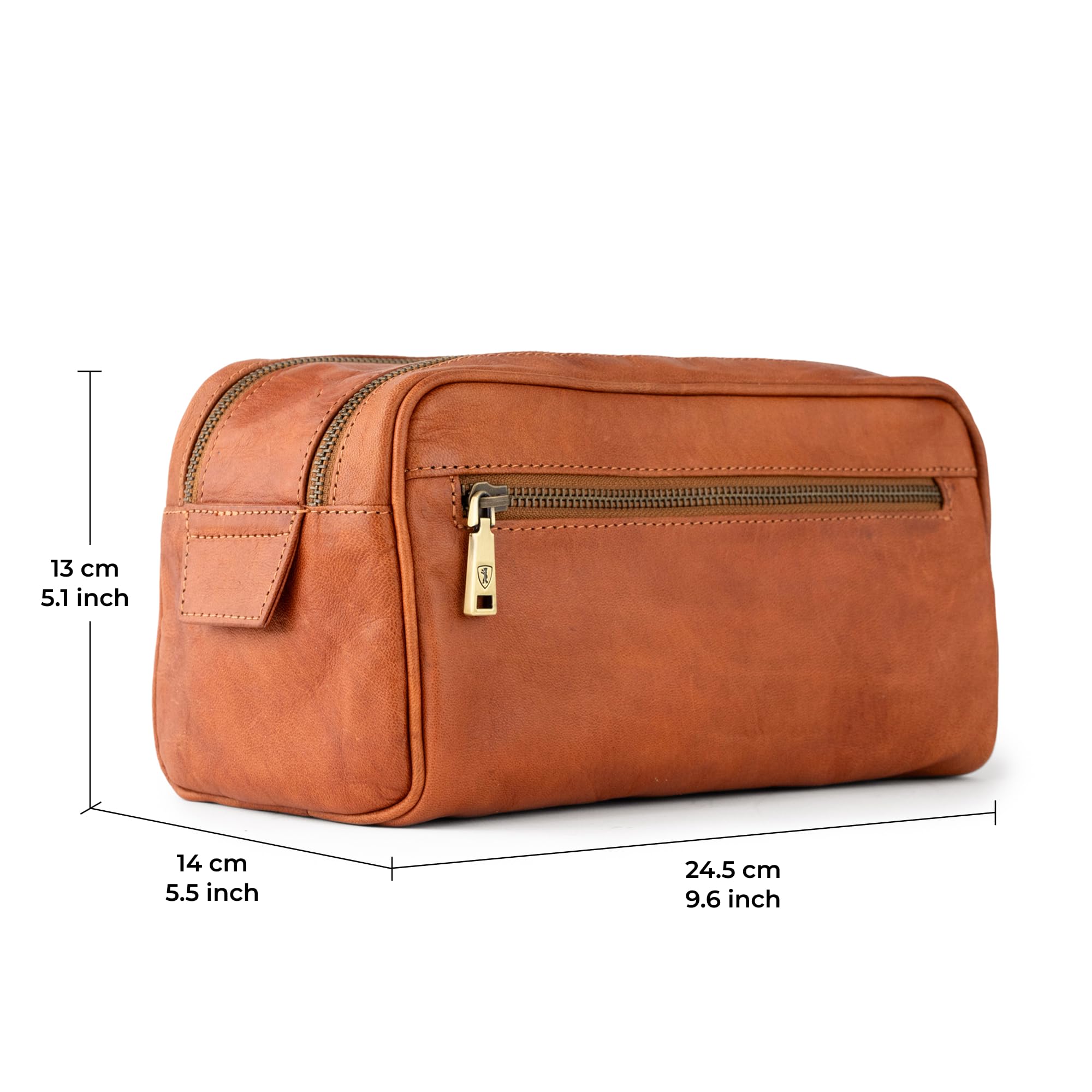 Berliner Bags Trousse da Viaggio Tim M in Vera Pelle, Beauty Case e Borsa da Toilette con Zip, Unisex – Marrone