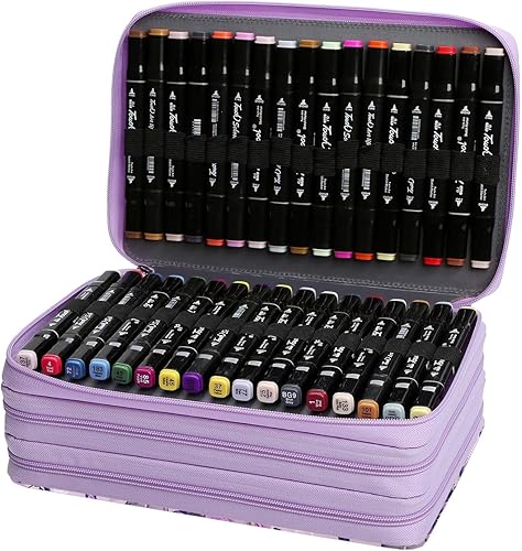 Miniatura 2 de Lbxgap Estuche organizador para rotuladores, 102 ranuras, gran capacidad con práctico soporte portátil multicapa para lápices de acuarela