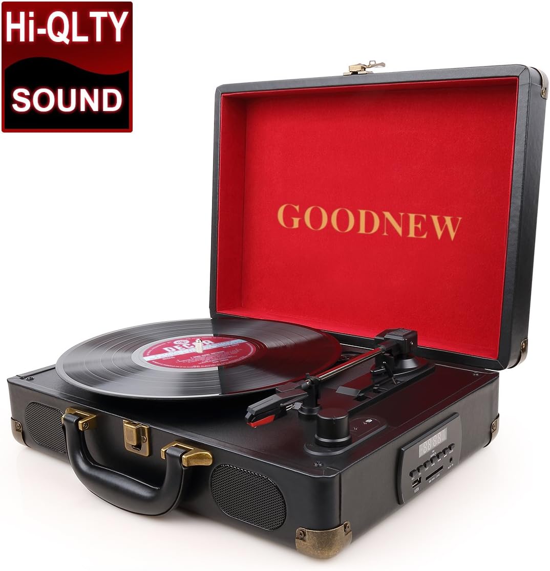 Vinyl Record Player Turntable, Built in Speakers, Support Headphone & RCA Output and AUX (3.5mm) Input Jack (Record Player-FBA)