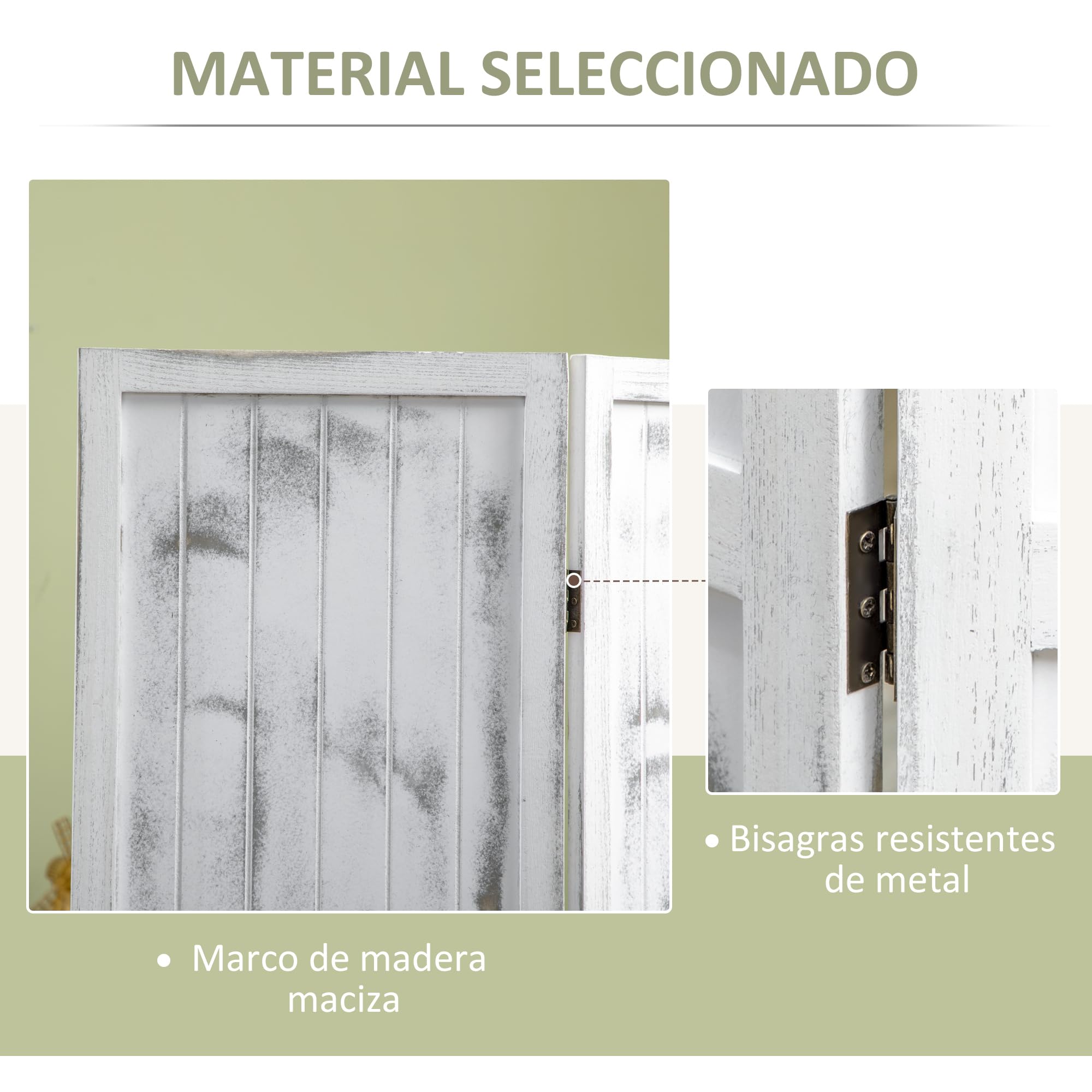 HOMCOM Biombo Plegable de 4 Paneles 160,5x170 cm Blanco | Separador de Ambientes, Divisor de Habitación, Decoración para Dormitorio, Sala, Cocina u Oficina