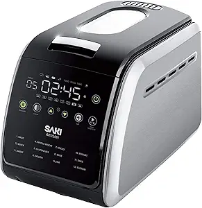 SAKI Bread Maker Machine, 3 LB XL 12-in-1 Programmable, BPA-Free & Nonstick Ceramic Pan, Digital Touch Panel, 3 Loaf Sizes, 3 Crust Colors, Gluten-Free, Dough, Jam, Yogurt, Keep Warm, Recipes
