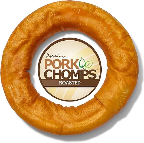 Pork Chomps Masticable de piel de cerdo asada para perros, bagel de 6 pulgadas, 1 unidad