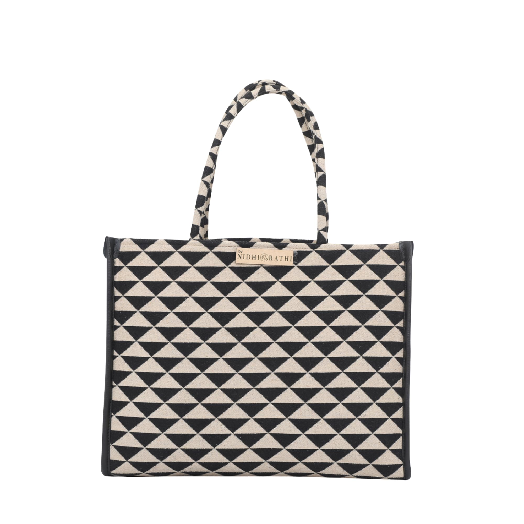 Geometric Printed Structured Handheld Bag-image-25