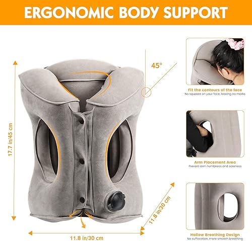 Miniatura 3 de Almohada inflable de viaje, almohada de cuello de avión para viajes, almohada de viaje con bolsa de almacenamiento, evita el dolor de cuello y