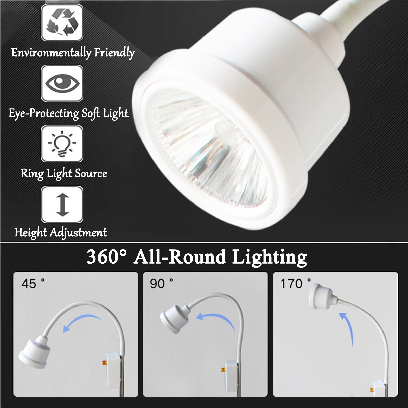Lampe D'examen Médical à LED 20 W, Lampe Médicale Mobile, Lumière D'examen, Lampe D'examen Médical Sans Ombre, Lampe D'examen col de Cygne
