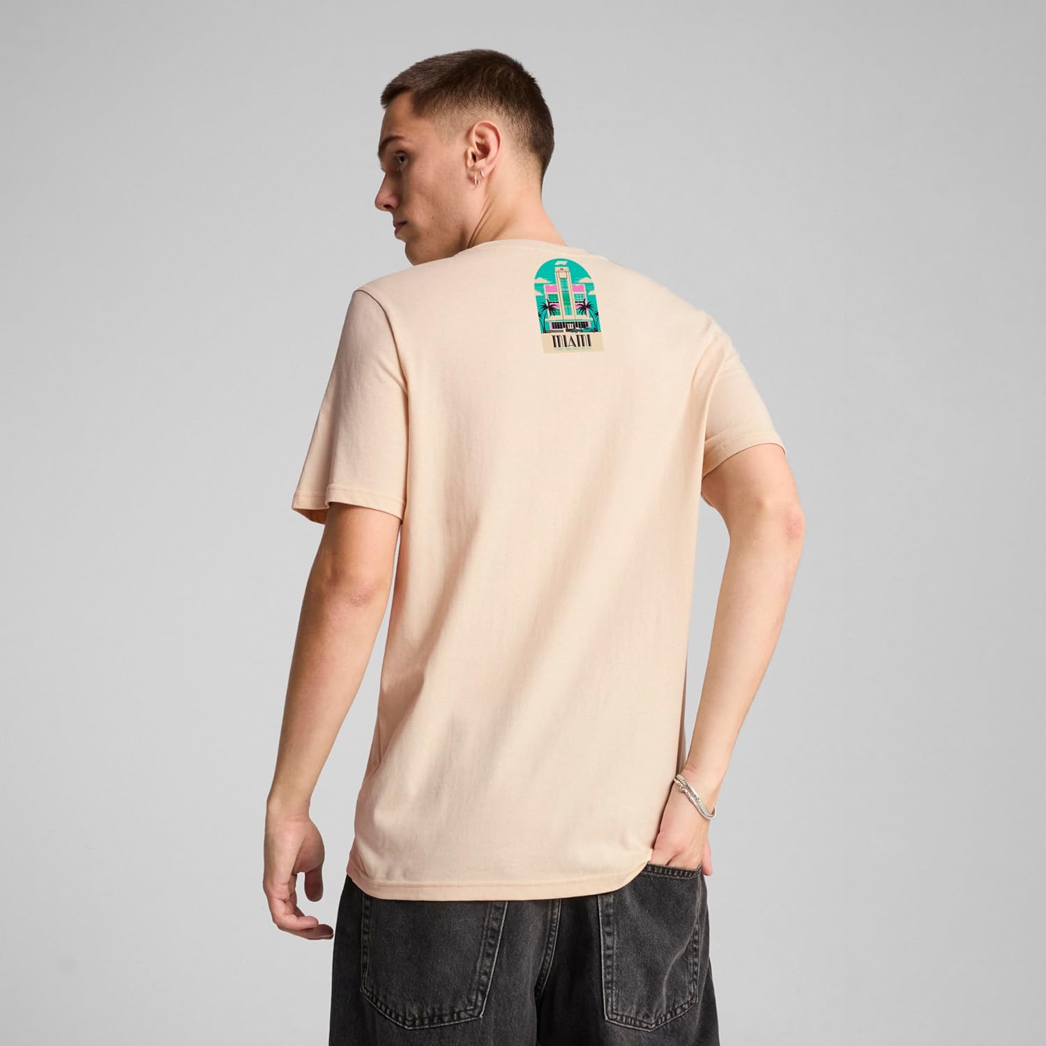 PUMA Mens F1 Miami Graphic Crew Neck Short Sleeve Casual Tops Casual - White