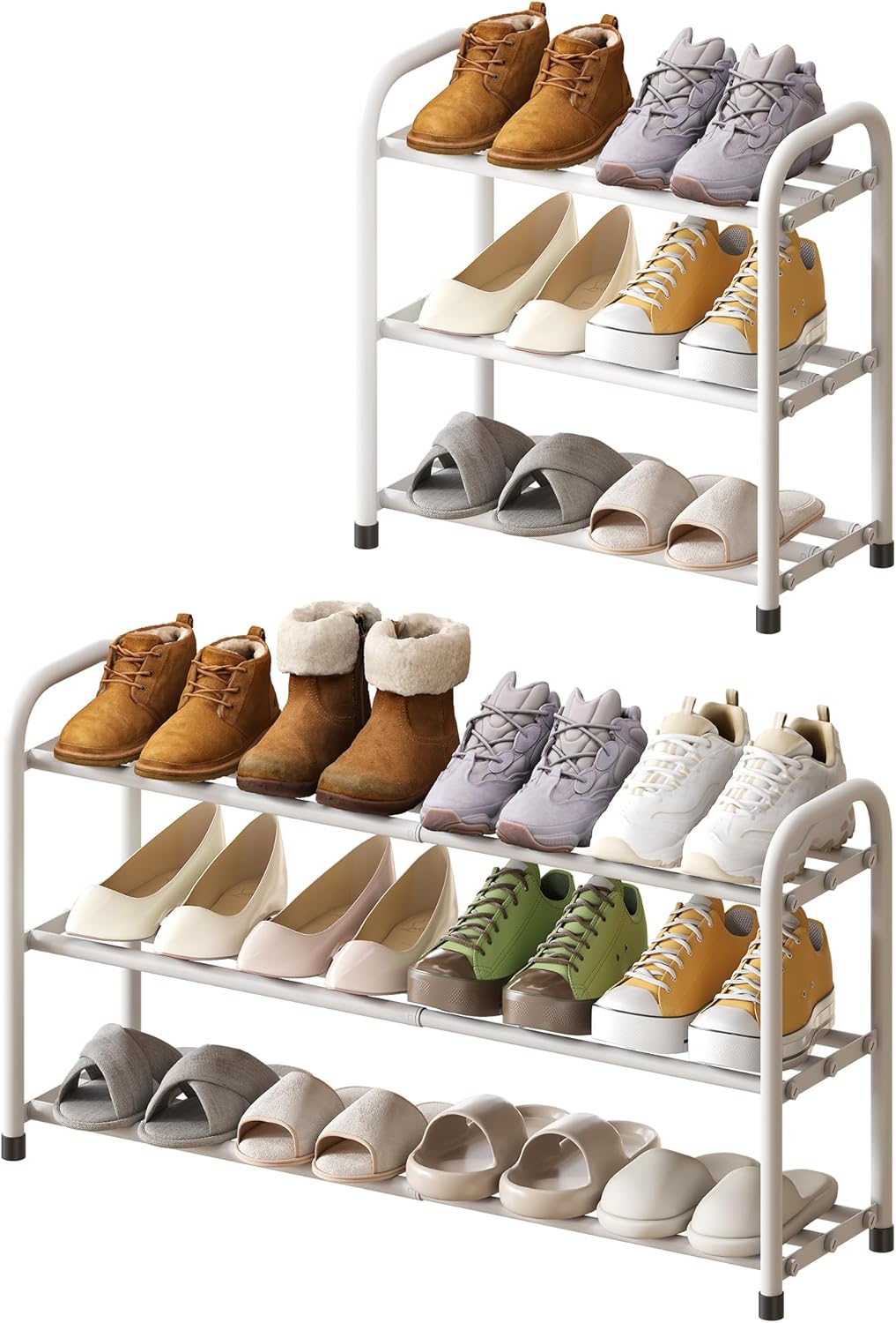 kiplant Shoe Rack for Closet, 3-Tier Expandable Closet Shoe Rack Metal Organizer, Heavy Duty Shoe Storage Shelf for Entryway, Doorway, Narrow Space