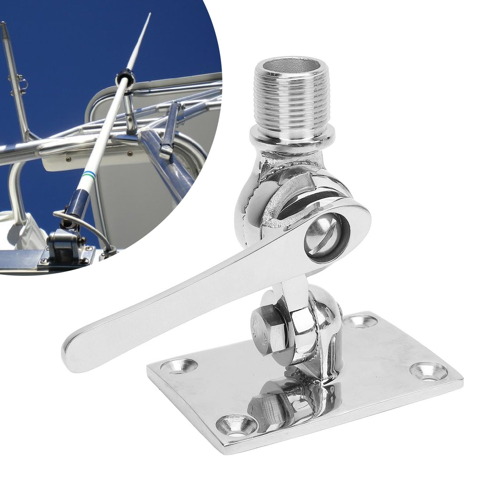 Supporto a cricchetto per antenna VHF in acciaio inox regolabile per
