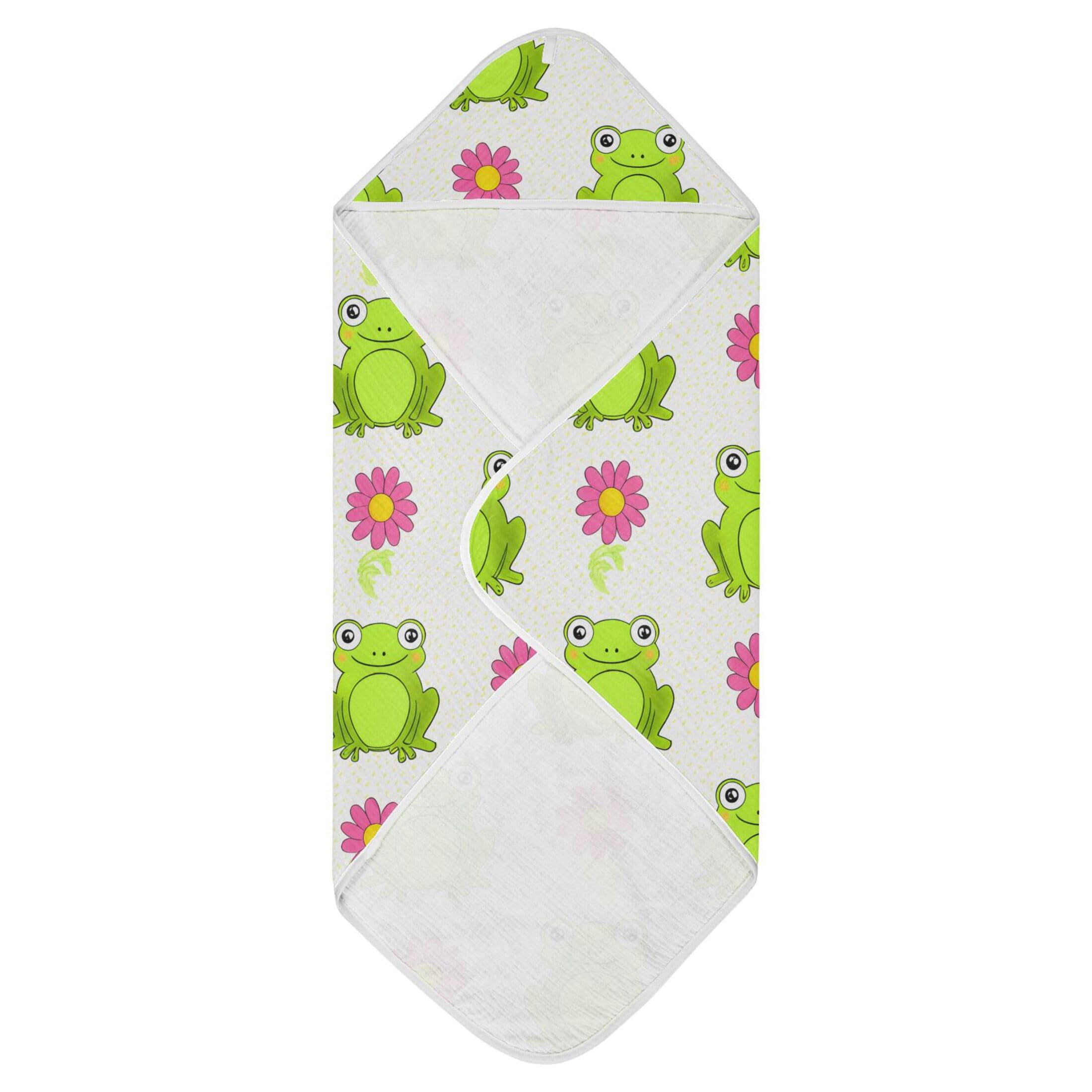 Kigai Baby Hooded Towel Absorbent Baby Bath Shower Towel with Hood for Newborn Boys Girls Babies Infant Toddler (Cute Green Frogs 30 x 30 in)