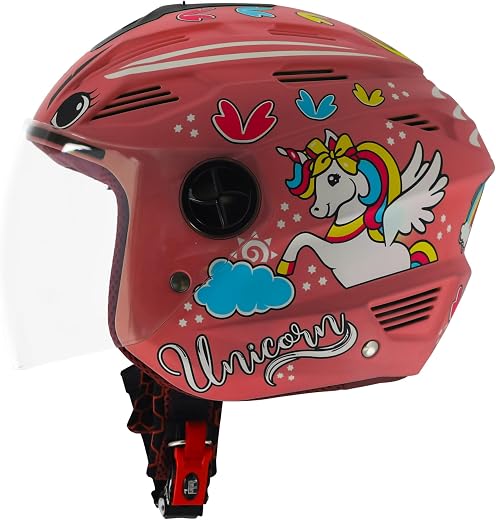 Steelbird SBA-6 Unicorn ISI Certified Open Face Graphic Helmet for Women and Kids