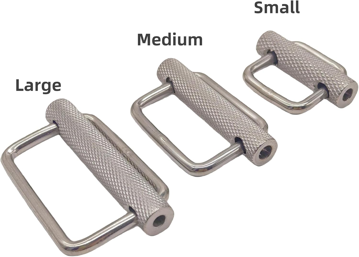 316 stainless steel sliding adjustable buckle, silver knurled tightener, backpack waist strap buckle