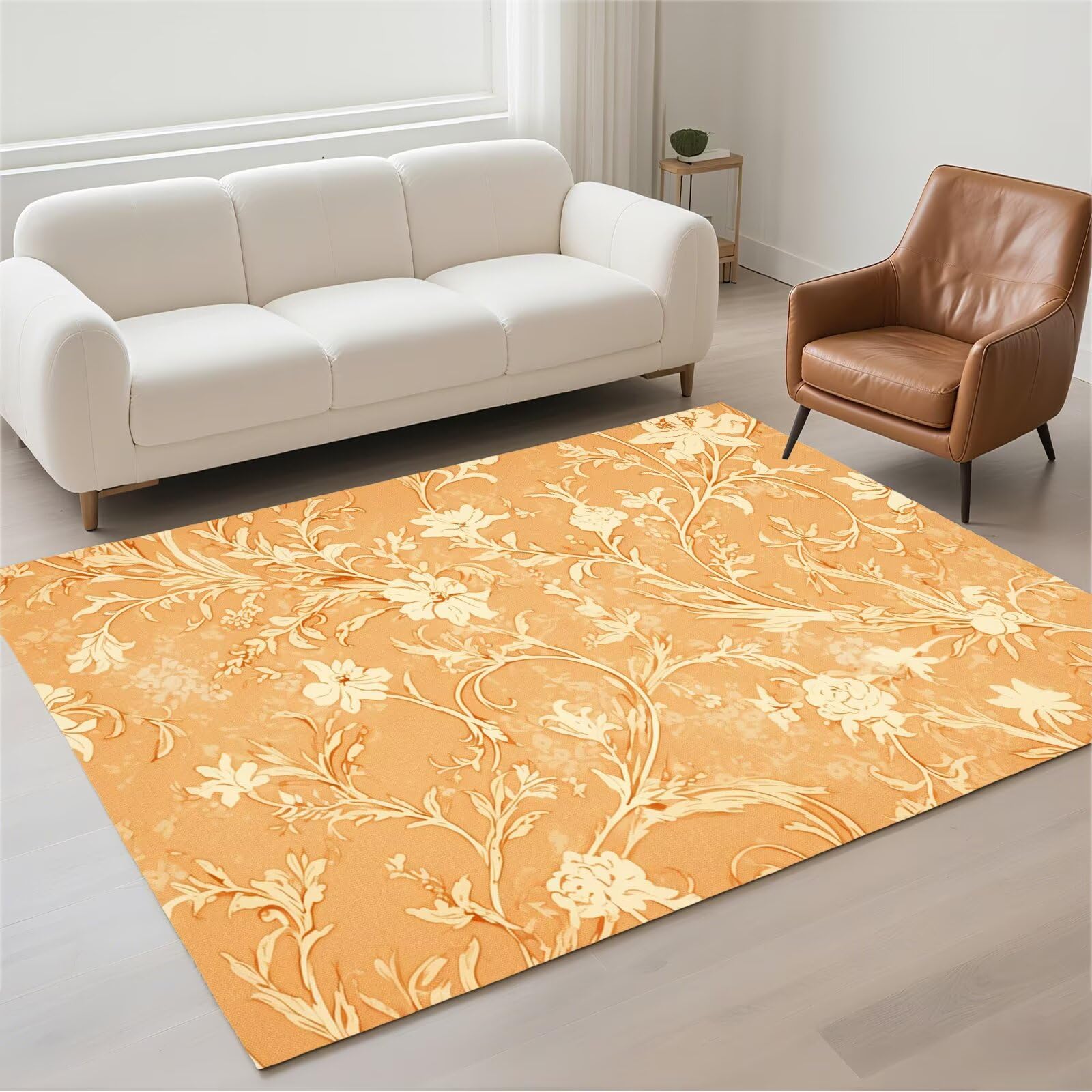 Tapis salon 60x90cm jaune moderne et lavable pour entrée