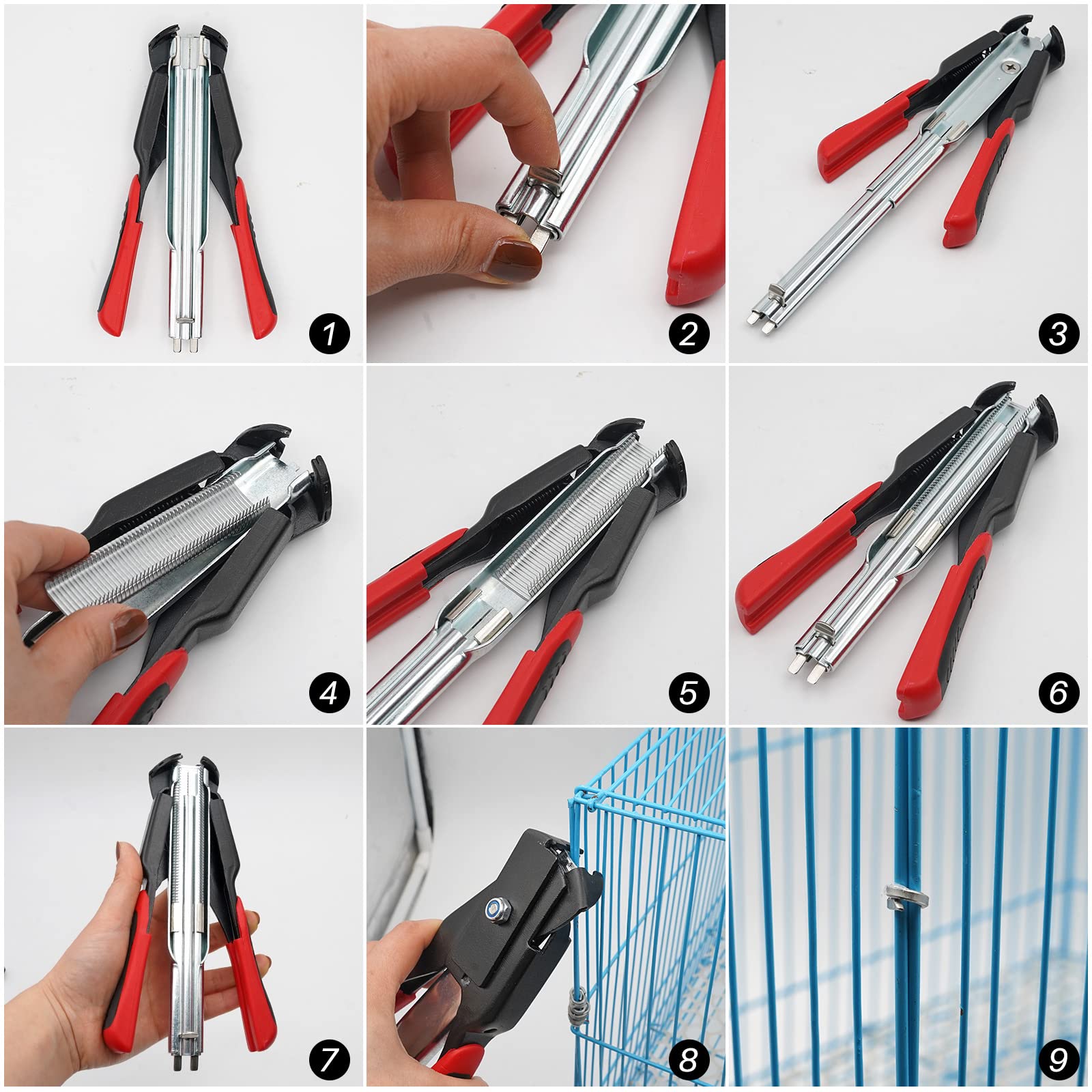 Hog Set di Pinze ad Anello per Gabbia per Animali Domestici con 2500 Pezzi Pinze per Recinzioni Anelli di Tipo C Clip Automatica Pinza per Recinzioni Animali Domestici Gabbie
