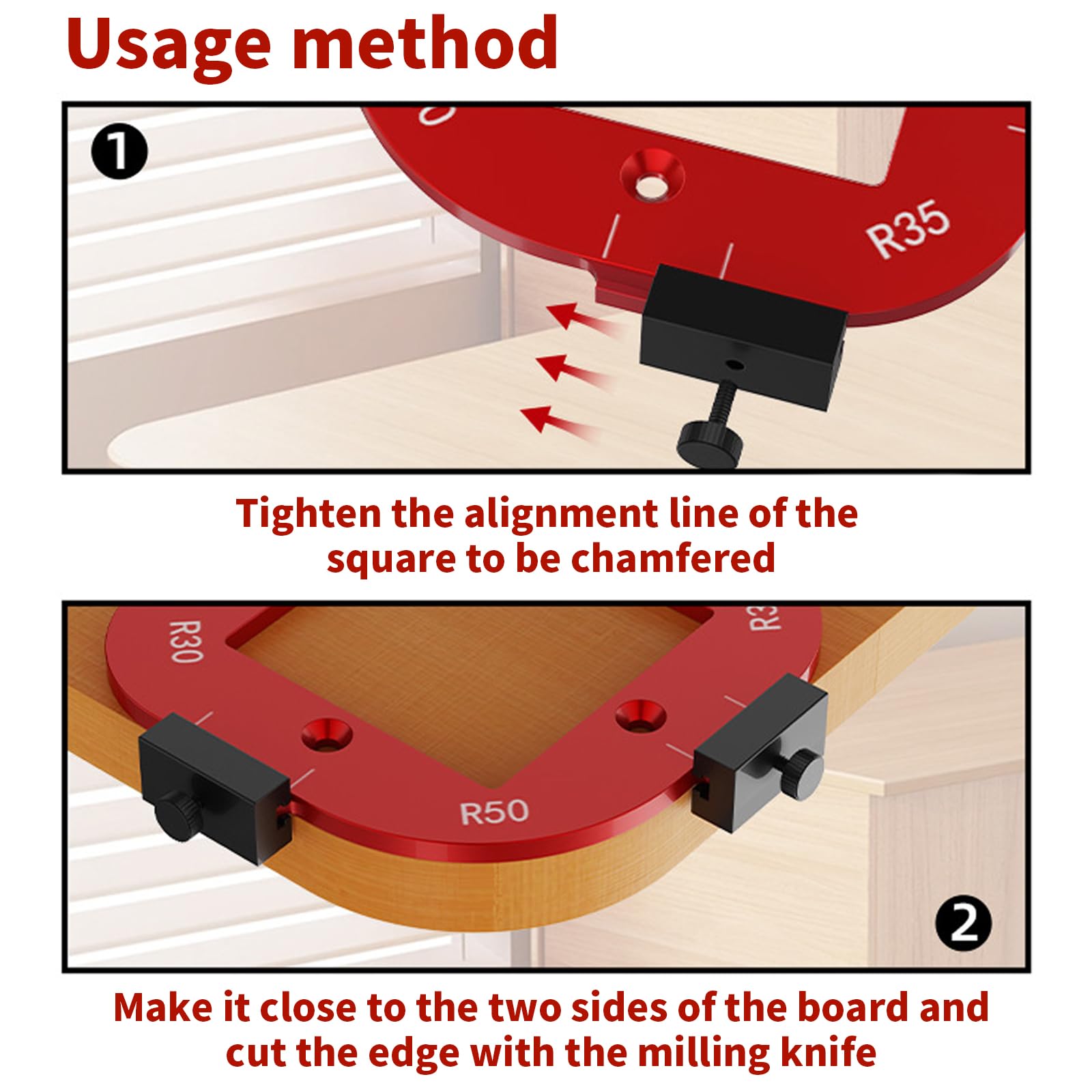 Gabarits De Fraisage à Rayon D'Angle R10-R50 Jig Router Templates En Alliage D'Aluminium - Pochoirs De Fraisage Pour Défonceuse Coin Pour Le Travail Du Bois