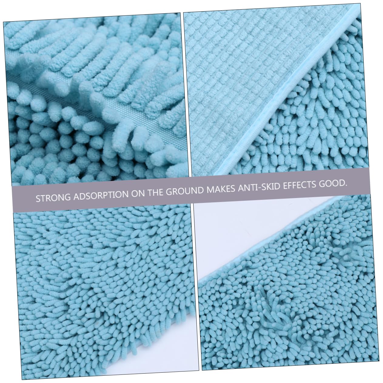 Tapis de Bain Absorbants et Antidérapants Bleu en Chenille Lot de 2 Faciles à Nettoyer, pour Salle de Bain Cuisine